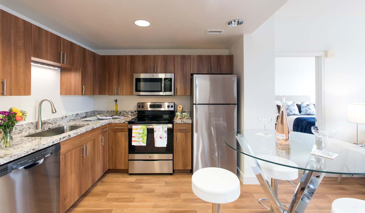 Spacious kitchen at 1010 Pacific in Santa Cruz, California