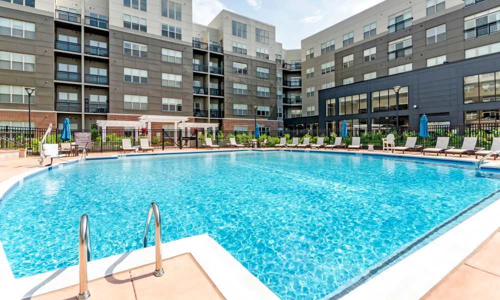 Resort style swimming pool at The Residences at Annapolis Junction in Annapolis Junction, Maryland 