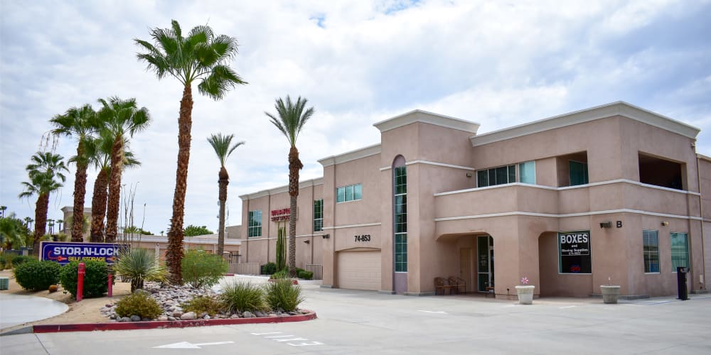 The front entrance to STOR-N-LOCK Self Storage in Palm Desert, California