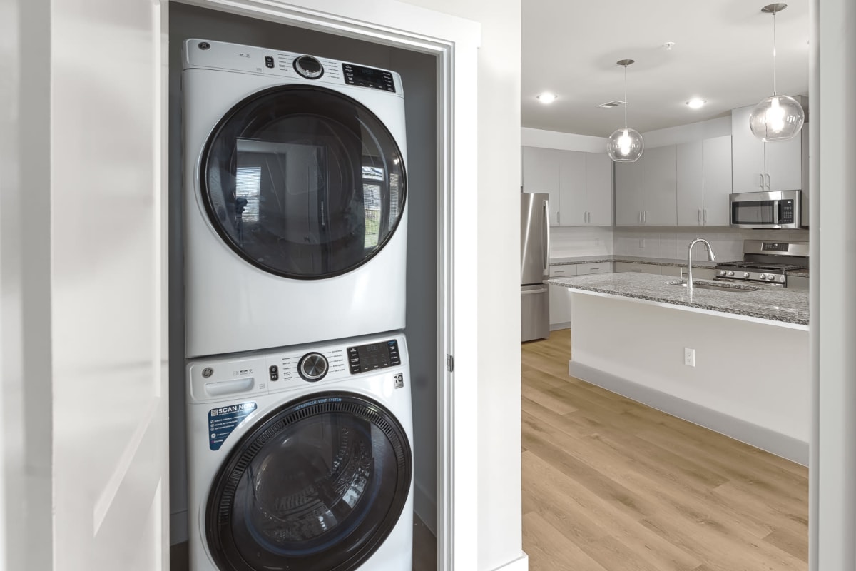 Full size in unit front loader washer and dryer The Gabriel in Leander, Texas