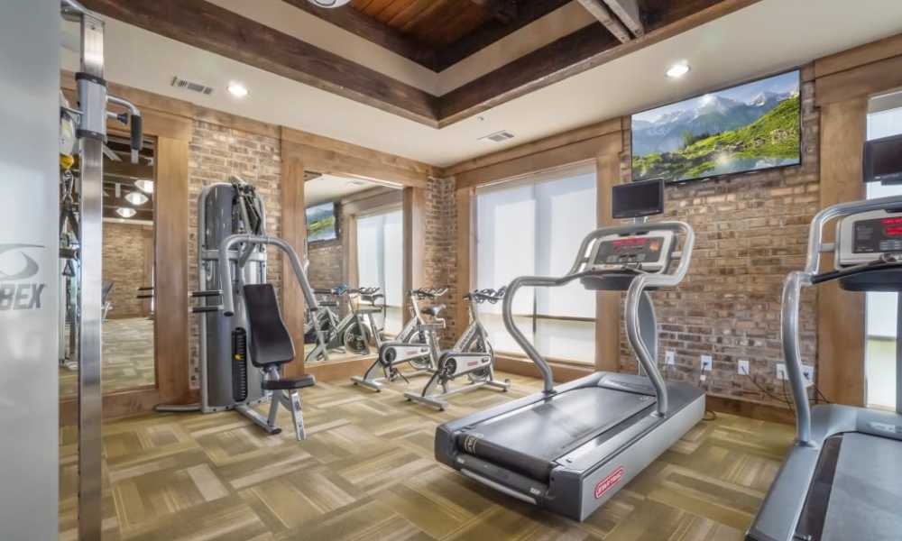 Fitness center with treadmills at Grapevine Station in Grapevine,Texas