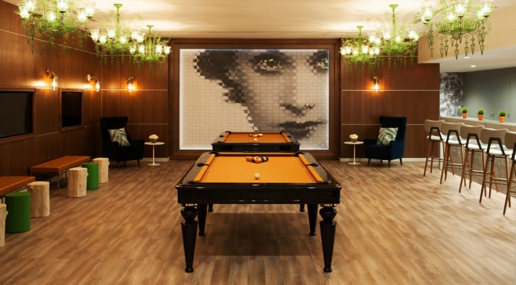 Billiard tables at YOO on the Park in Atlanta, Georgia