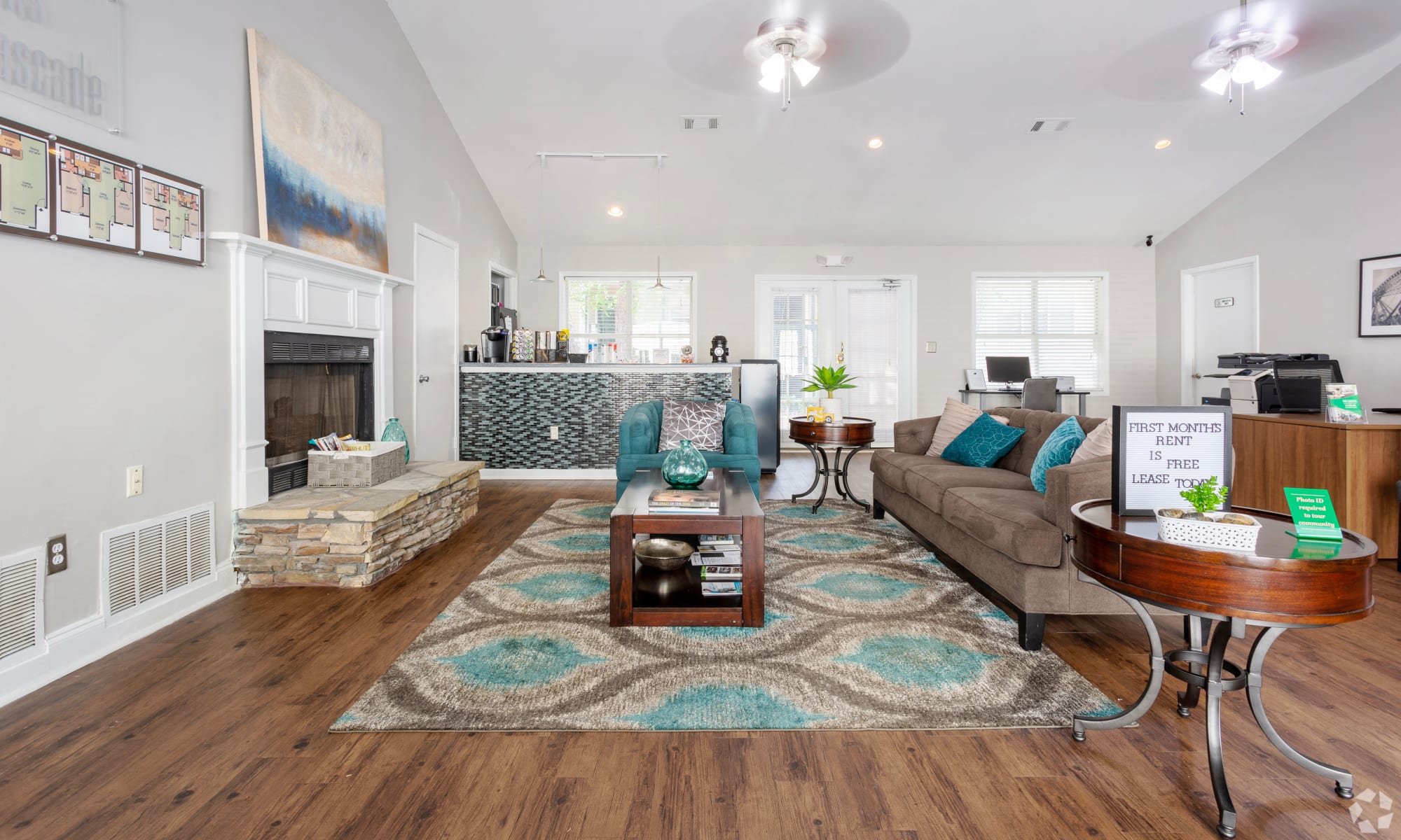 Model living room interior of The Greens at Cascade in Atlanta,GA