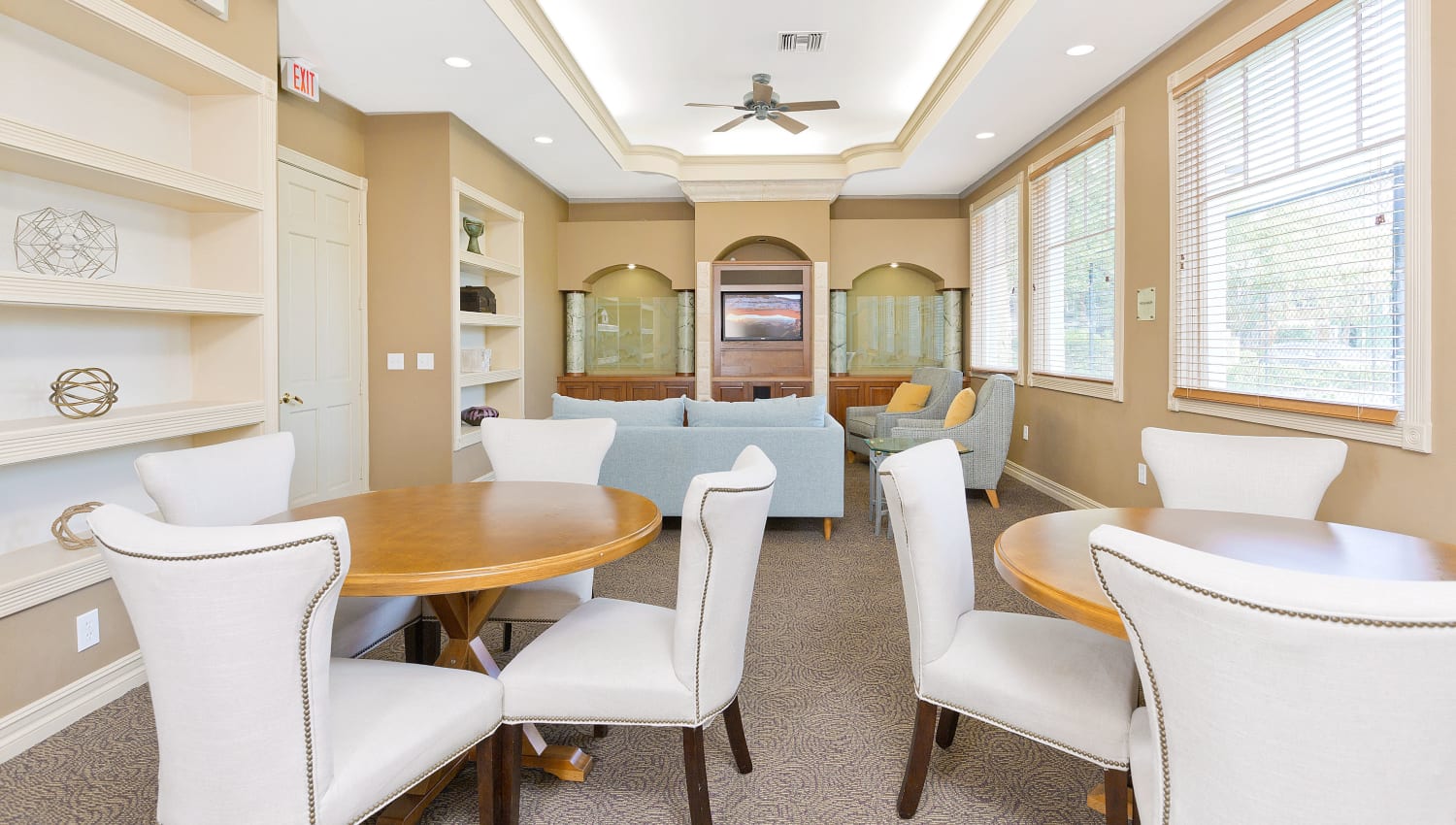 Clubhouse social room at Sanctuary Cove Apartments in West Palm Beach, Florida