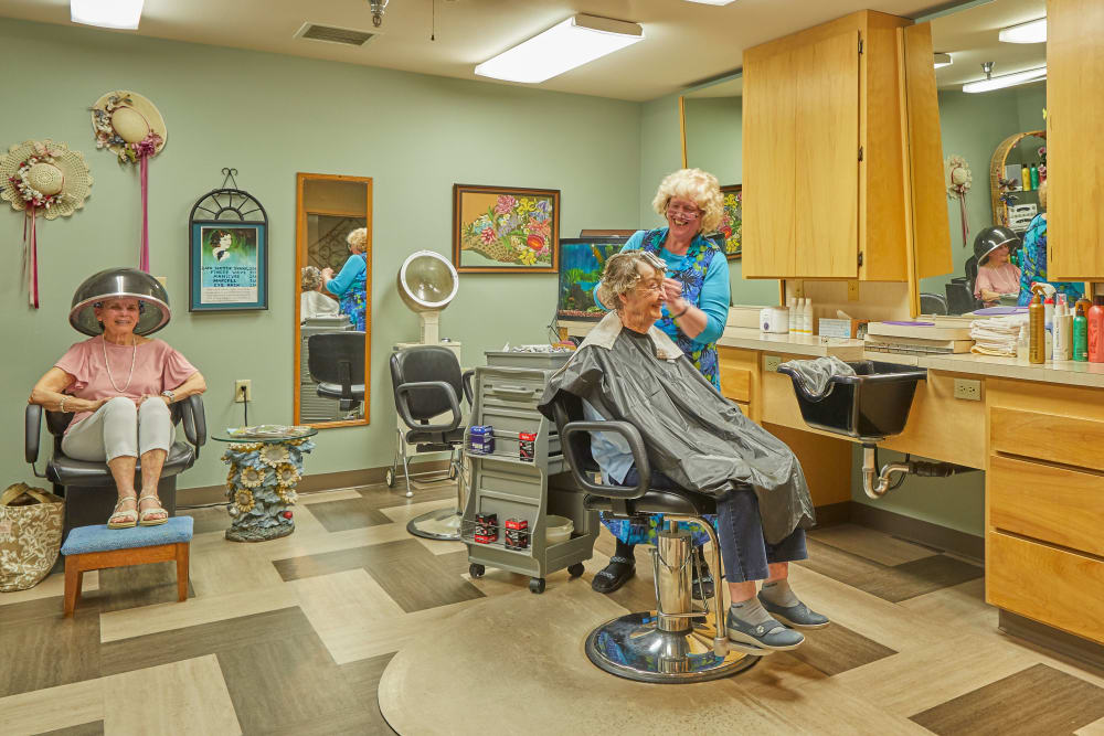 Salon and barbershop at Shorewood Senior Living in Florence, Oregon