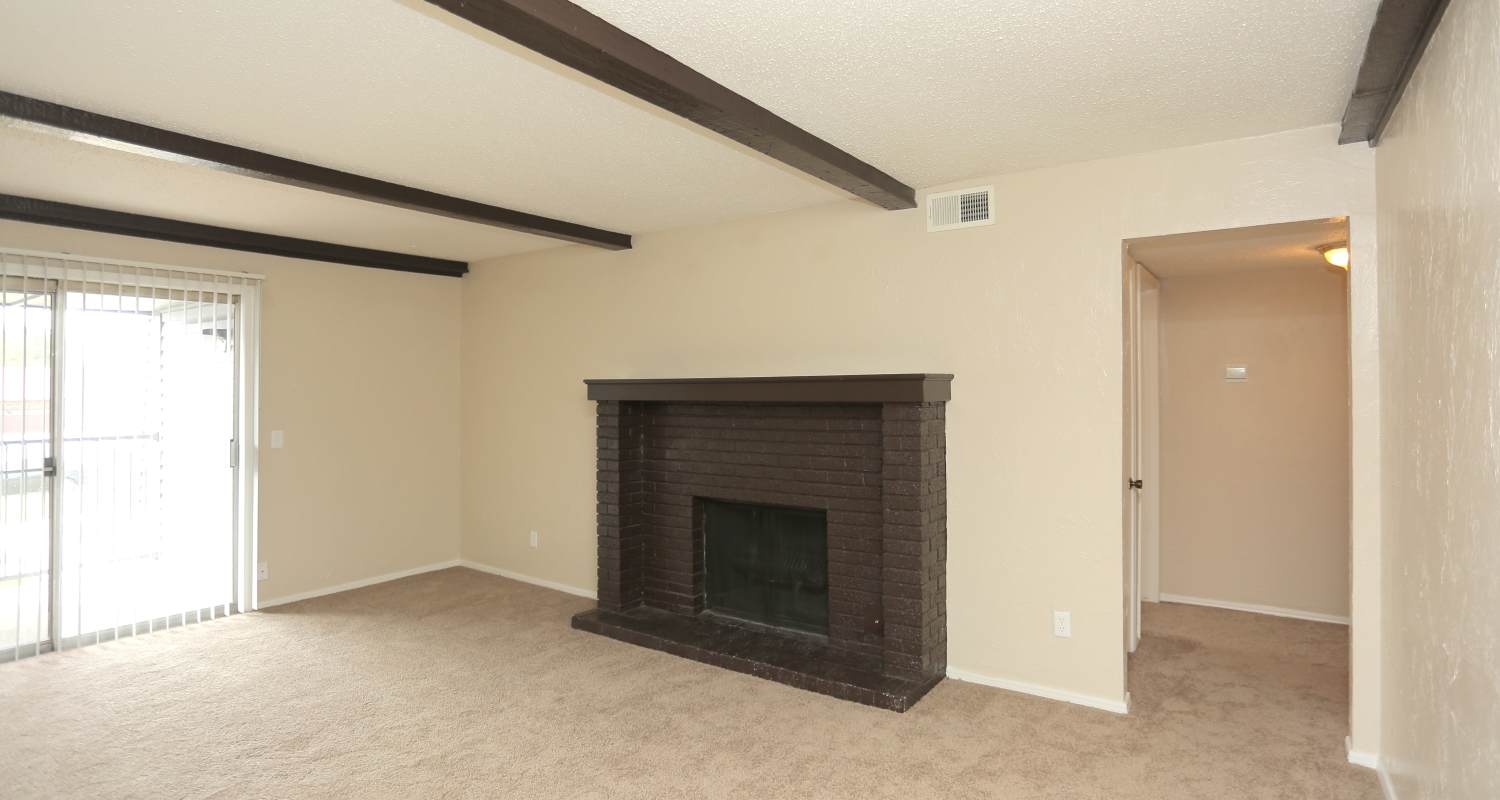 Fireplace in a model home at Vintage At 50th in Oklahoma City, Oklahoma