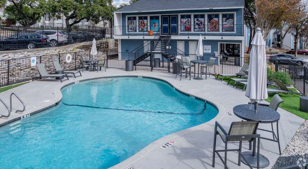 Serene swimming pool at The Archer Apartments in San Antonio, Texas