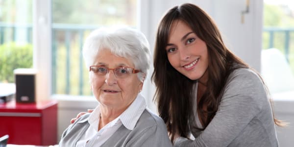 Resident at home with their caretaker at Ingleside Communities in Mount Horeb, Wisconsin