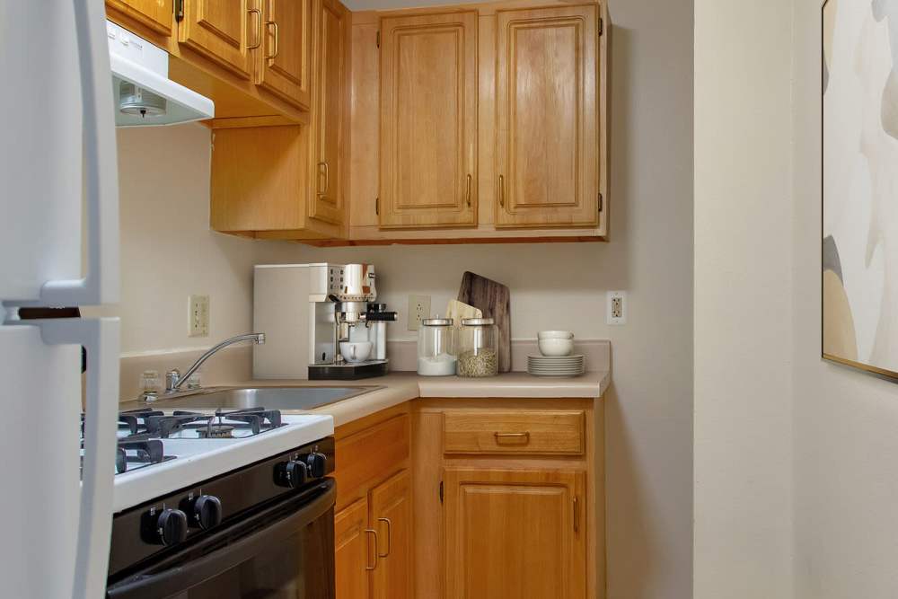 Coffee maker on countertop at The Majestic in Lowell, Massachusetts