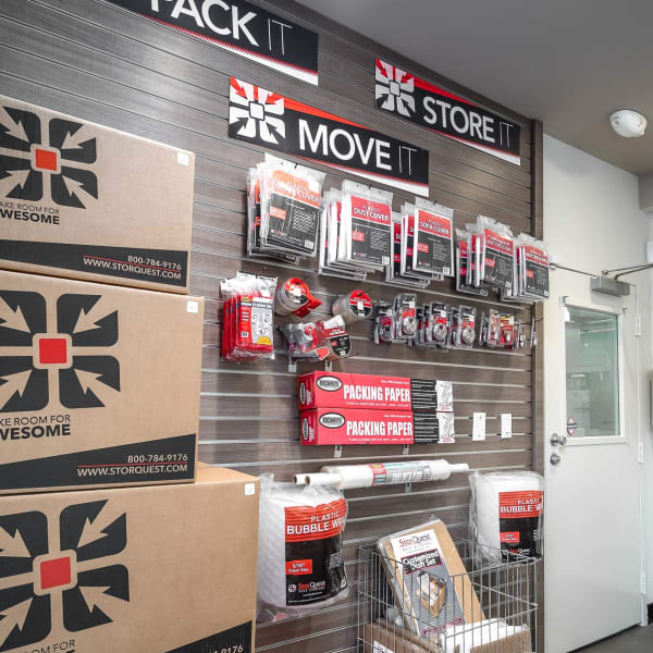 Boxes and moving supplies available at StorQuest Self Storage in Los Angeles, California