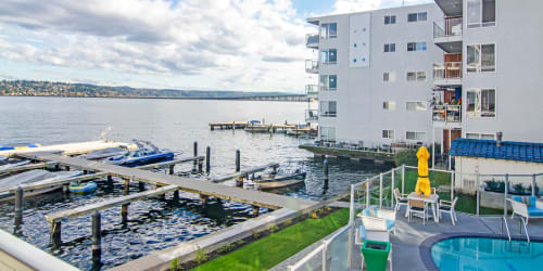 Infinity Pool Overlooking the Lake Washington at Lakefront on Washington in Seattle, Washington