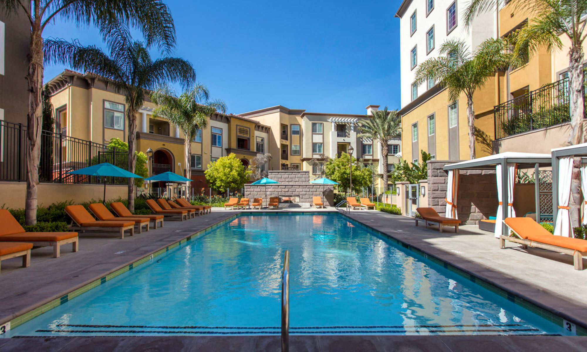 Resident services at The Boulevard Apartment Homes, beautifully landscaped with Palm Trees in Woodland Hills, California