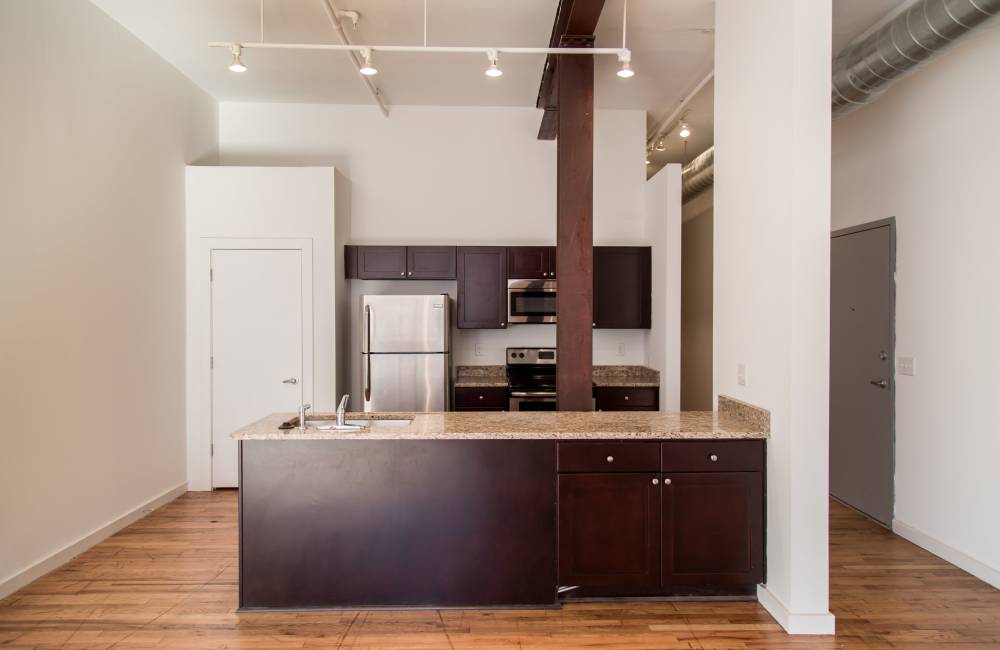 Fully equipped kitchen at Annex Lofts in Memphis, Tennessee