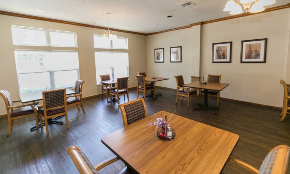 Dining hall of Meadow Creek Senior Living in Lancaster, Texas
