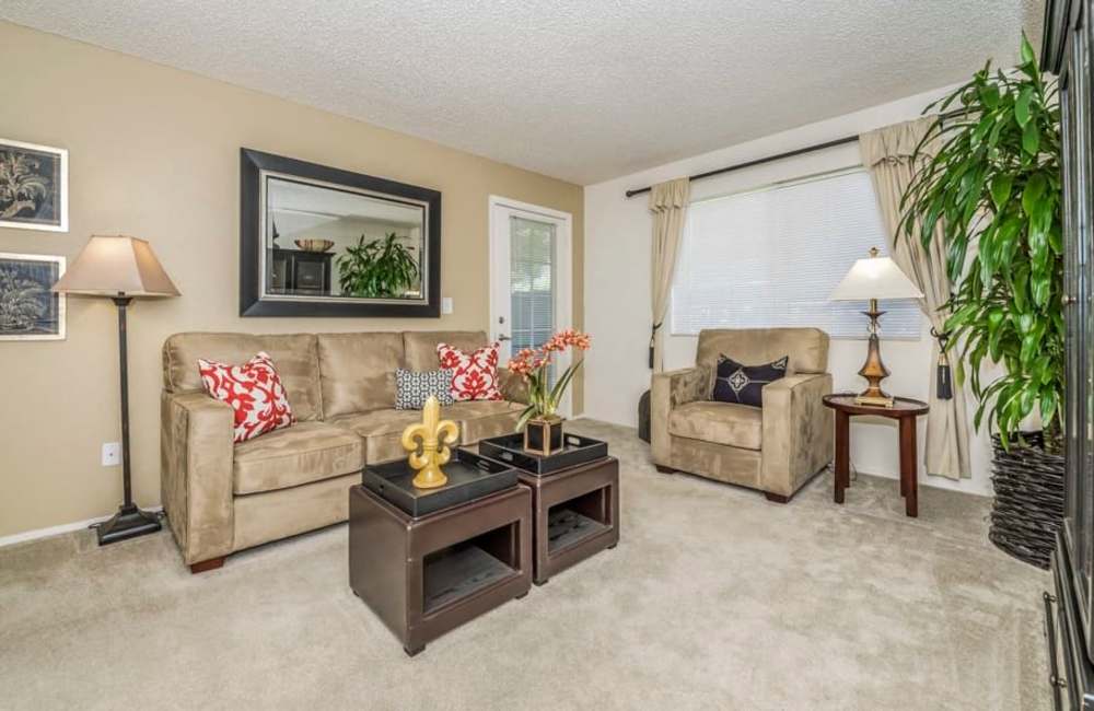 Model living room at  River Terrace in Sacramento, California