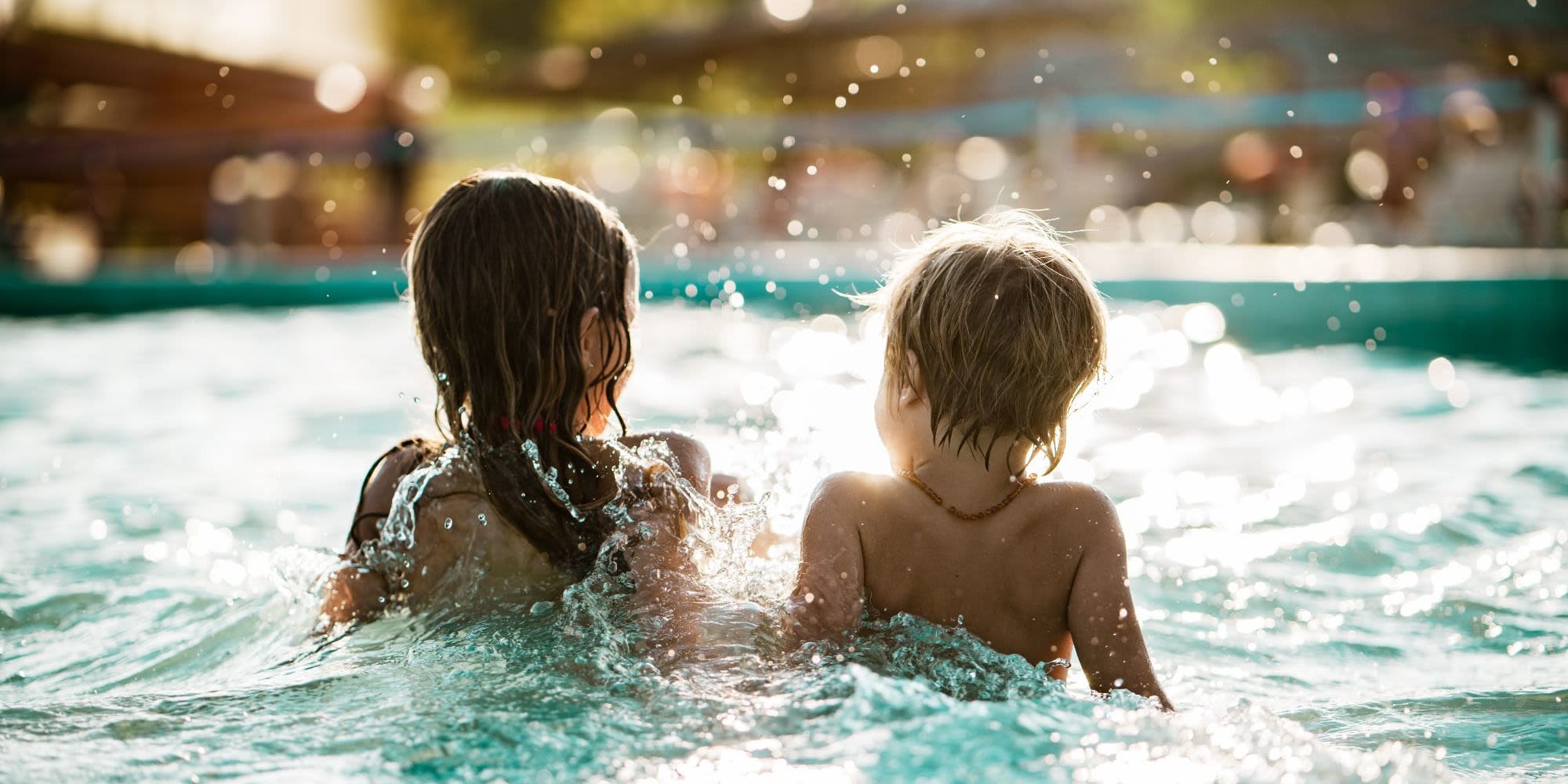 Children swimming in a pool