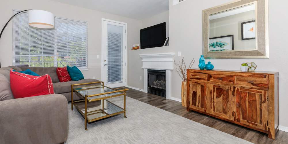 Living room with premium features at Panorama at Arvada Ridge in Arvada,Colorado
