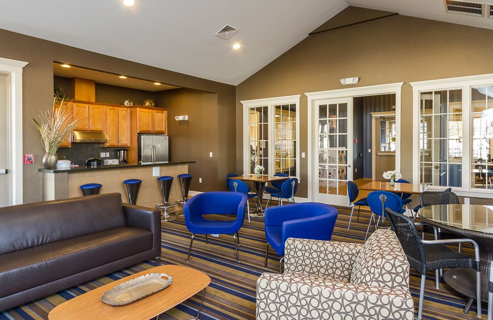 Resident clubhouse with a kitchen at North Ponds Apartments & Townhomes in Webster, New York