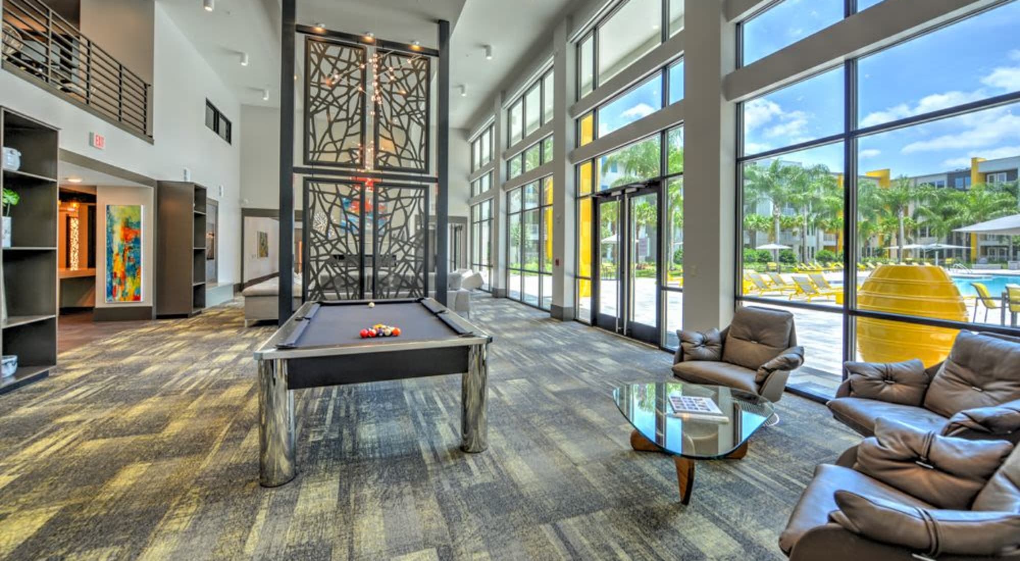 Pool table in the clubhouse at Fusion apartments in Jacksonville, Florida