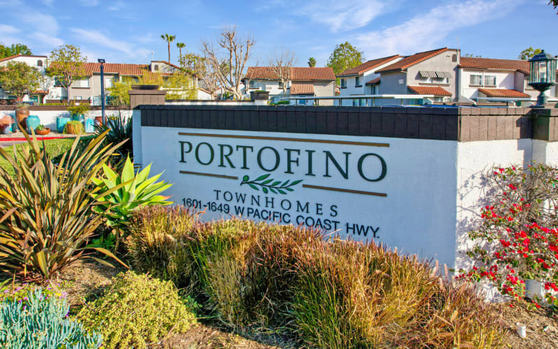 Monument sign at Portofino Townhomes in Wilmington, California