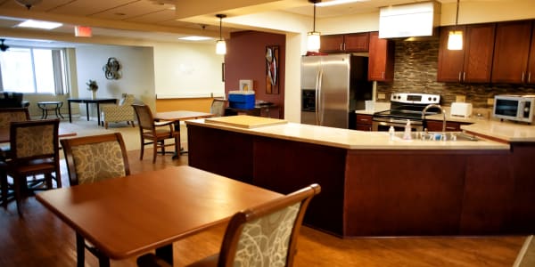 Resident kitchen and dining area at Edgerton Care Center in Edgerton, Wisconsin