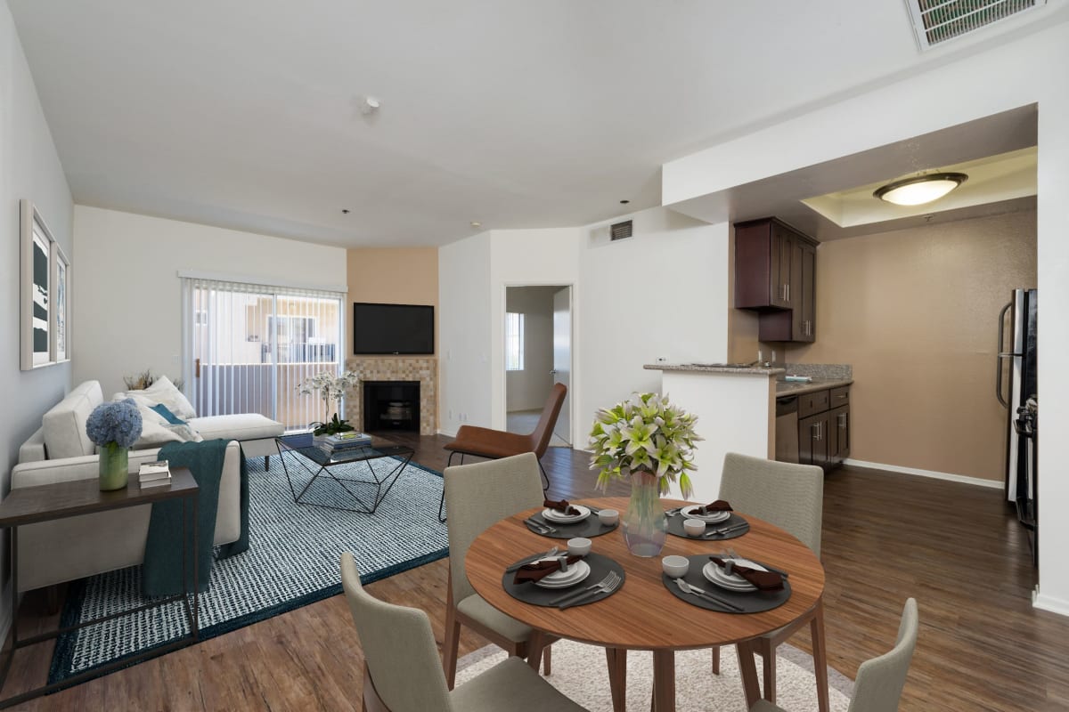 Living area at The Joshua Apartments, Los Angeles, California