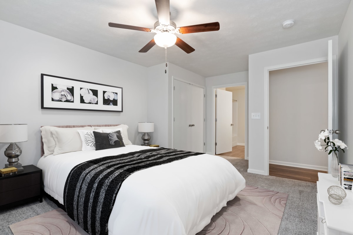 Spacious master bedroom at Cane Run Station Apartments in Louisville, Kentucky