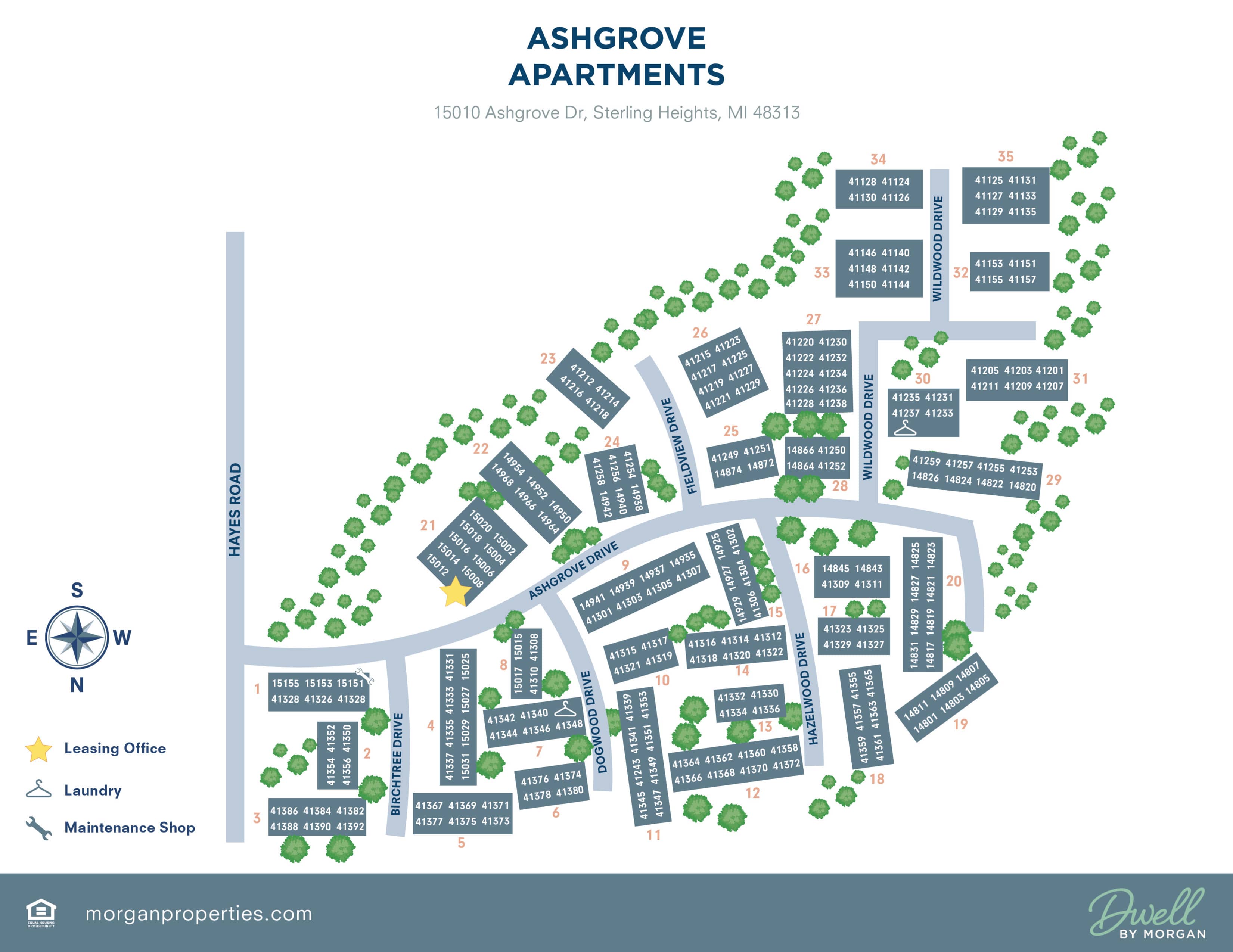 Site Map at Ashgrove Apartments in Sterling Heights, Michigan