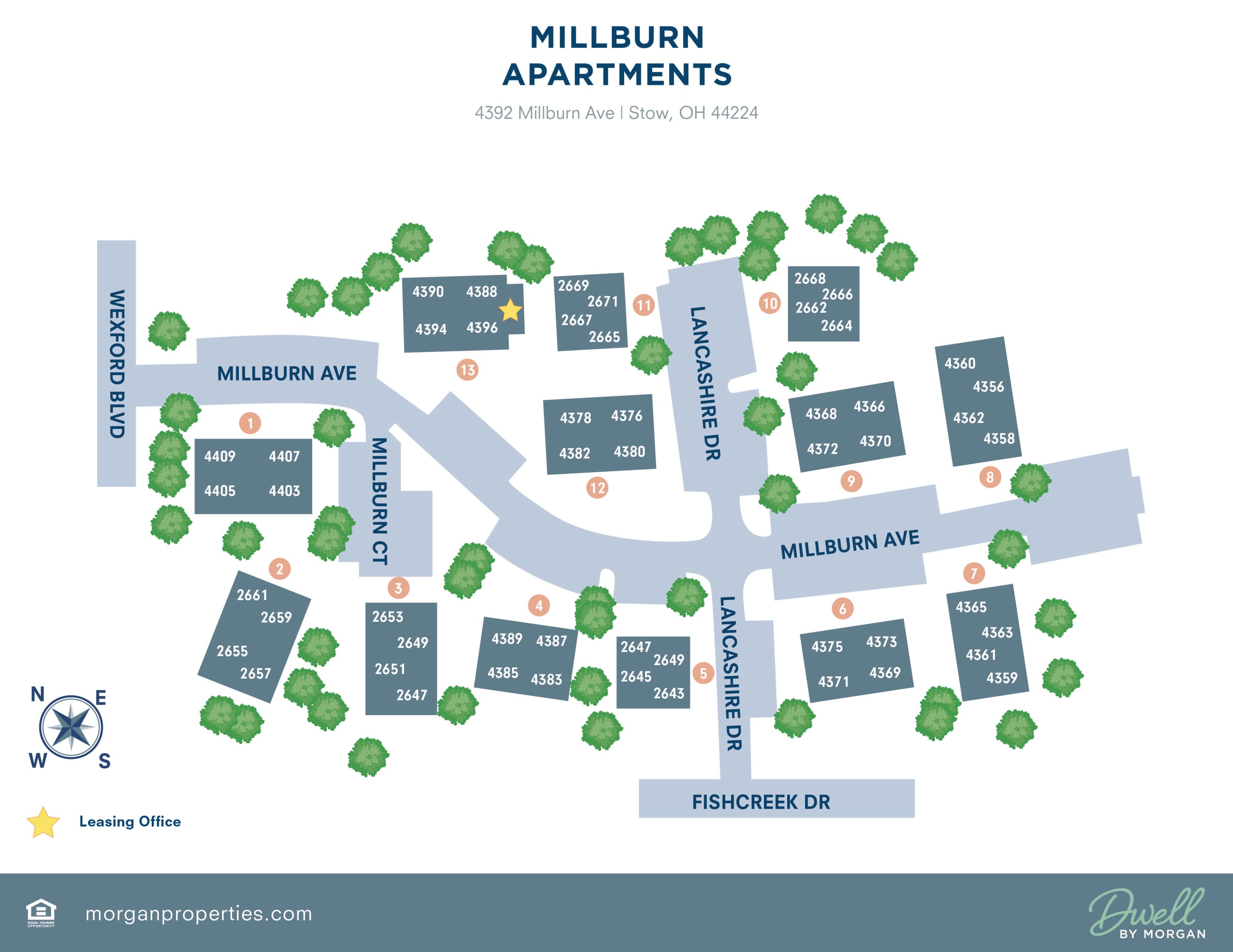 Site Map at Millburn Apartments in Stow, Ohio