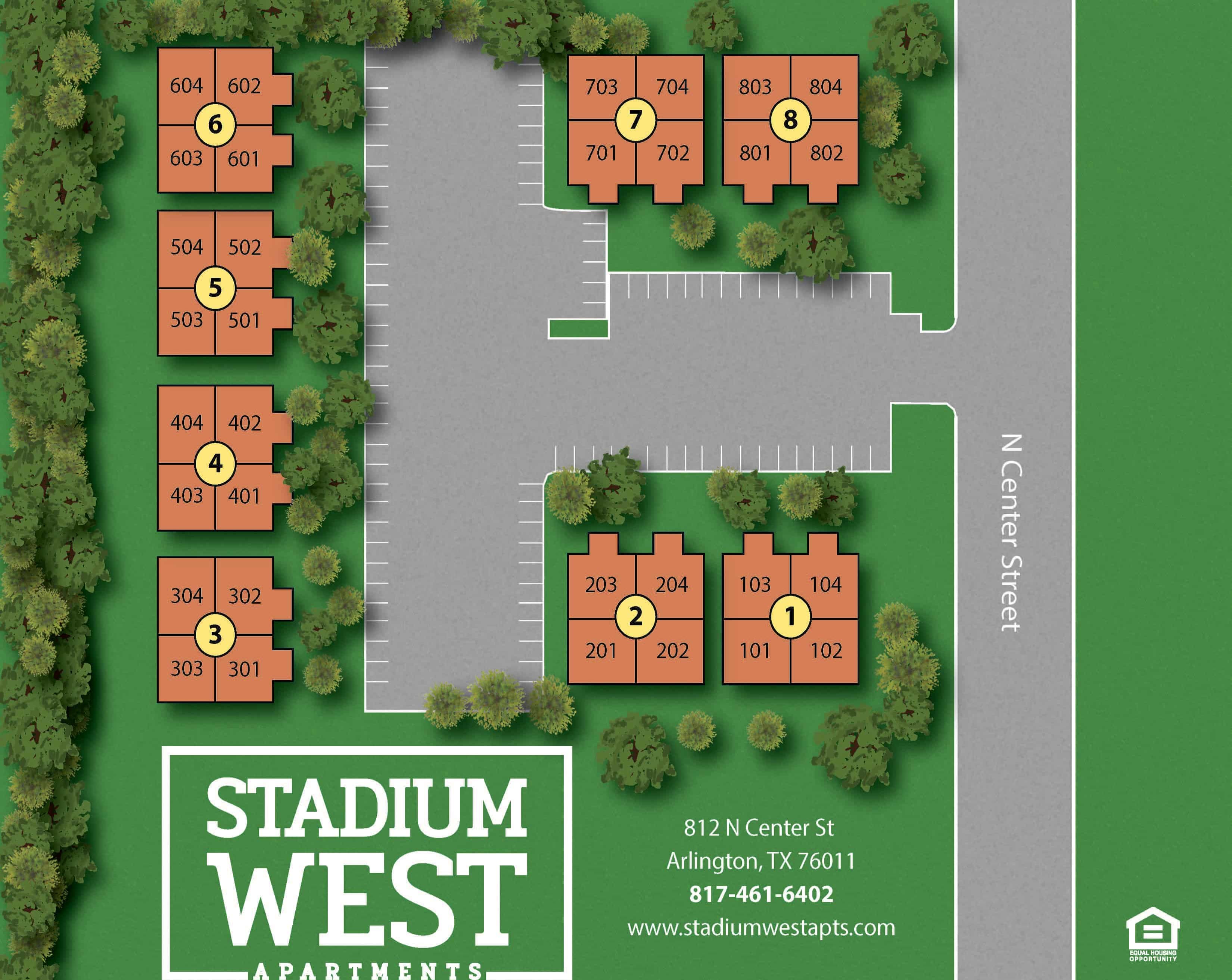 Sitemap at Stadium West Apartments in Arlington, Texas