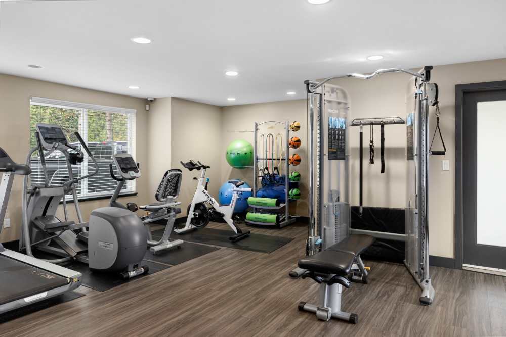 Fitness center at Karbon Apartments in Newcastle, Washington