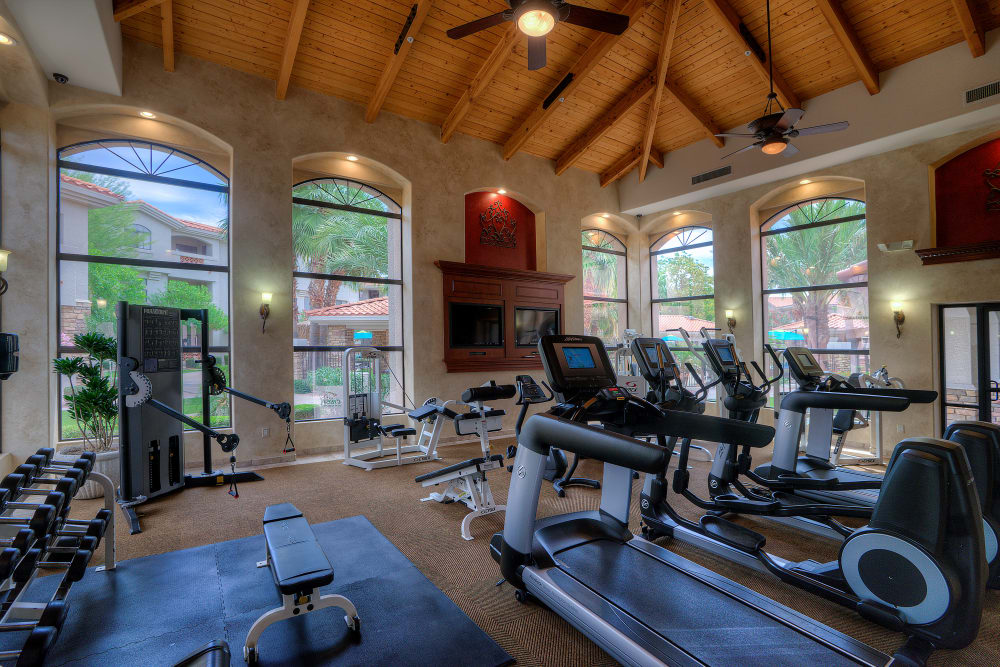 Contemporary fitness center at San Hacienda in Chandler, Arizona