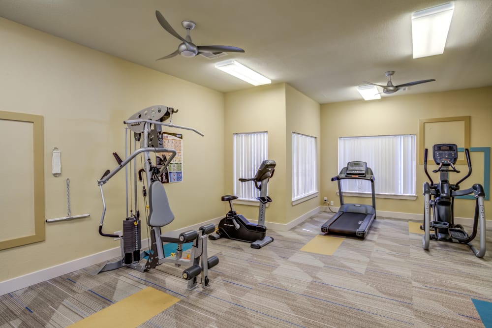 Resident fitness center at EnVue Apartments in Bryan, Texas