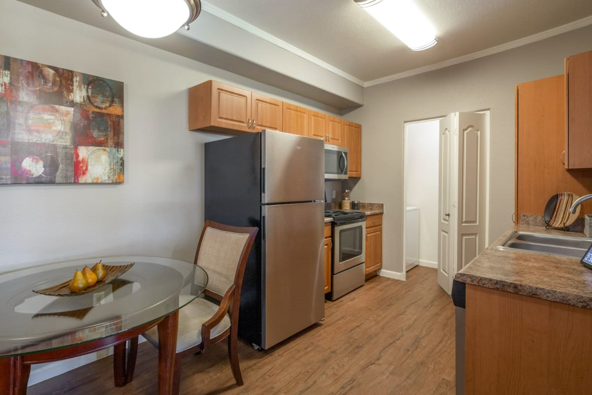 Kitchen with stainless-steel appliances at Tamarron, Phoenix, Arizona