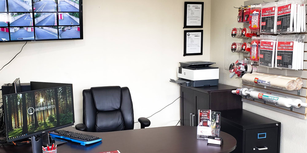 Interior of the leasing office at StorQuest Express Self Service Storage in Sacramento, California
