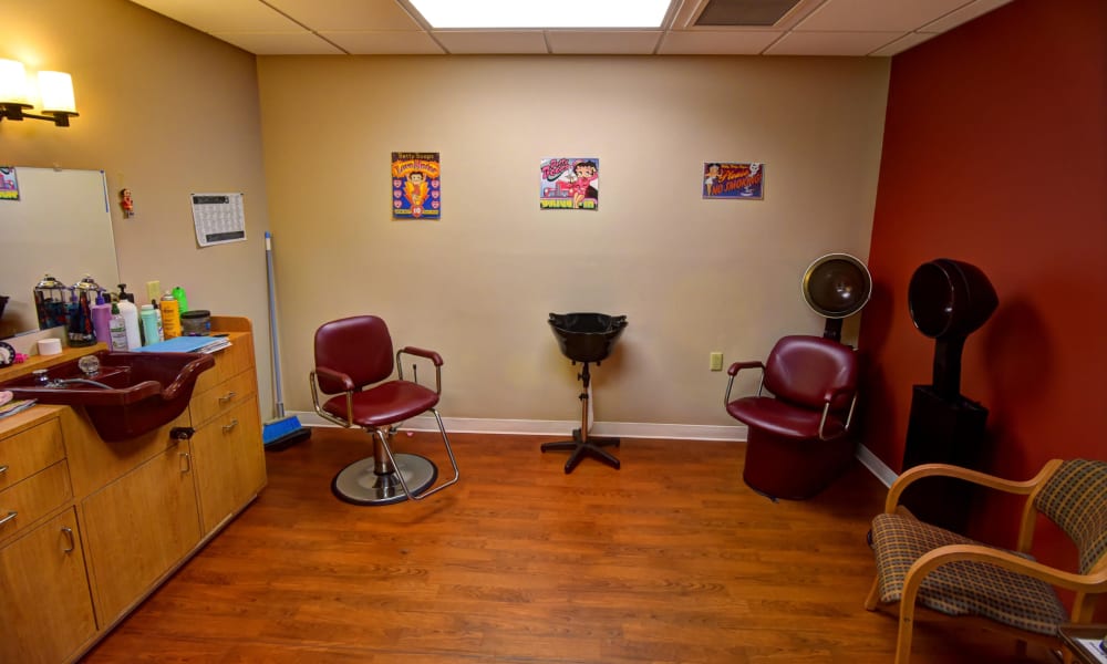 Onsite salon and barbershop at Holton Manor in Elkhorn, Wisconsin