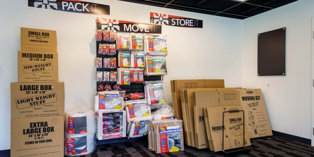 Packing supplies available in the leasing office at StorQuest Self Storage in King of Prussia, Pennsylvania