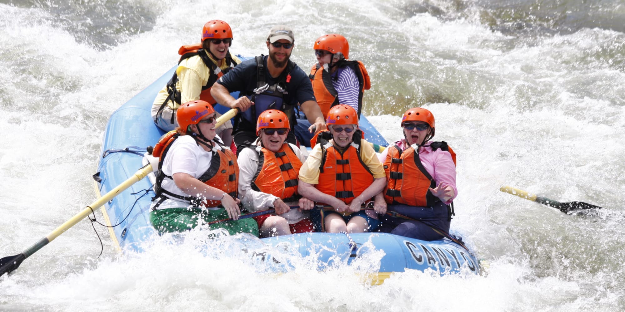Residents from Summit Glen in Colorado Springs, Colorado white water rafting