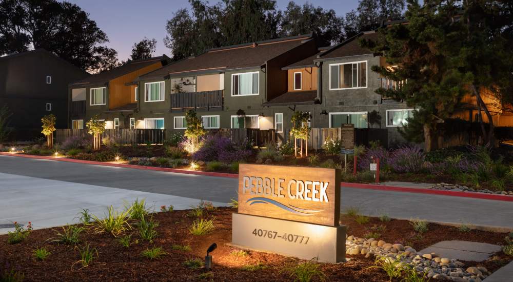 Sign at Pebble Creek in Fremont, California