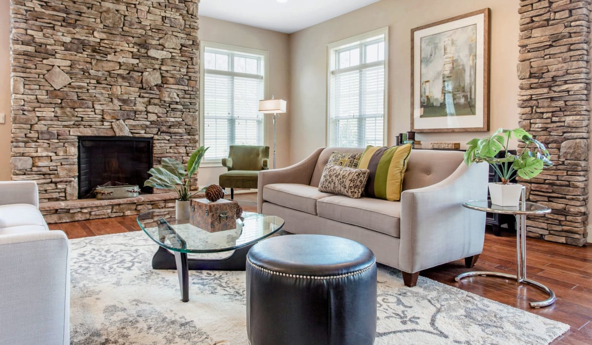 Clubhouse with fireplace at Ashley Court Apartments, Charlotte, North Carolina