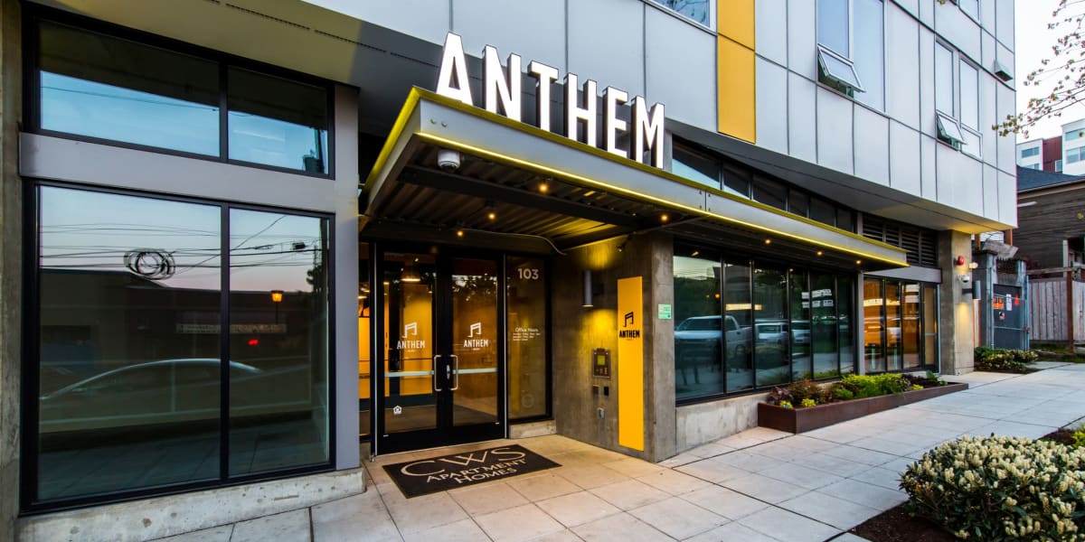 Street view of the entrance to Anthem on 12th in Seattle, Washington