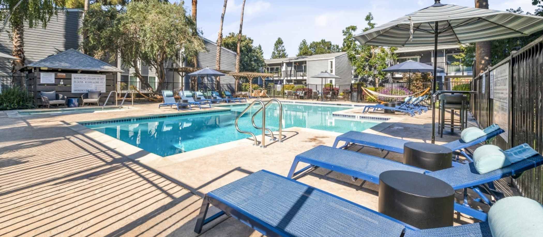 Sparkling swimming pool at Brookside Park in Mountain View, California