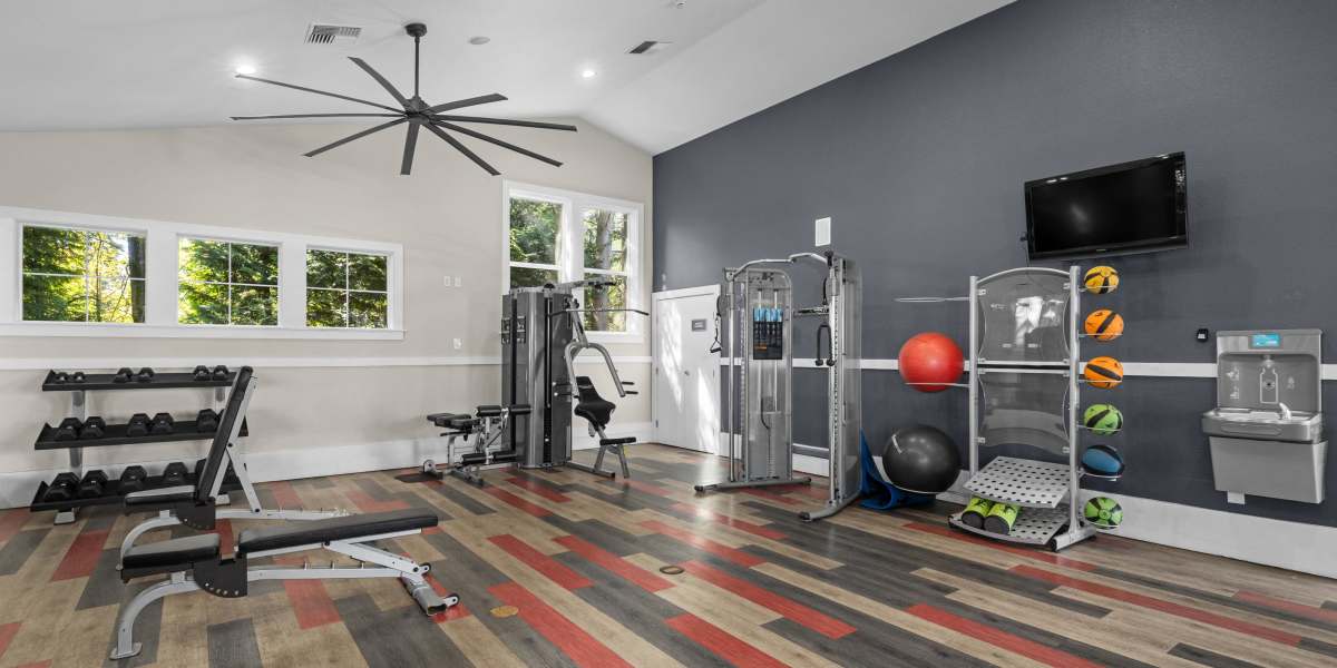 The newly renovated community fitness center at Wildreed Apartments in Everett, Washington