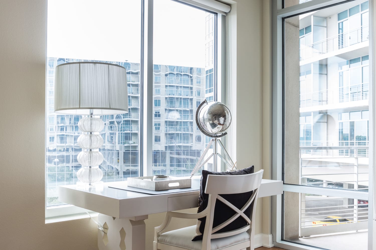 Office nook with a view at The Heights at Park Lane in Dallas, Texas