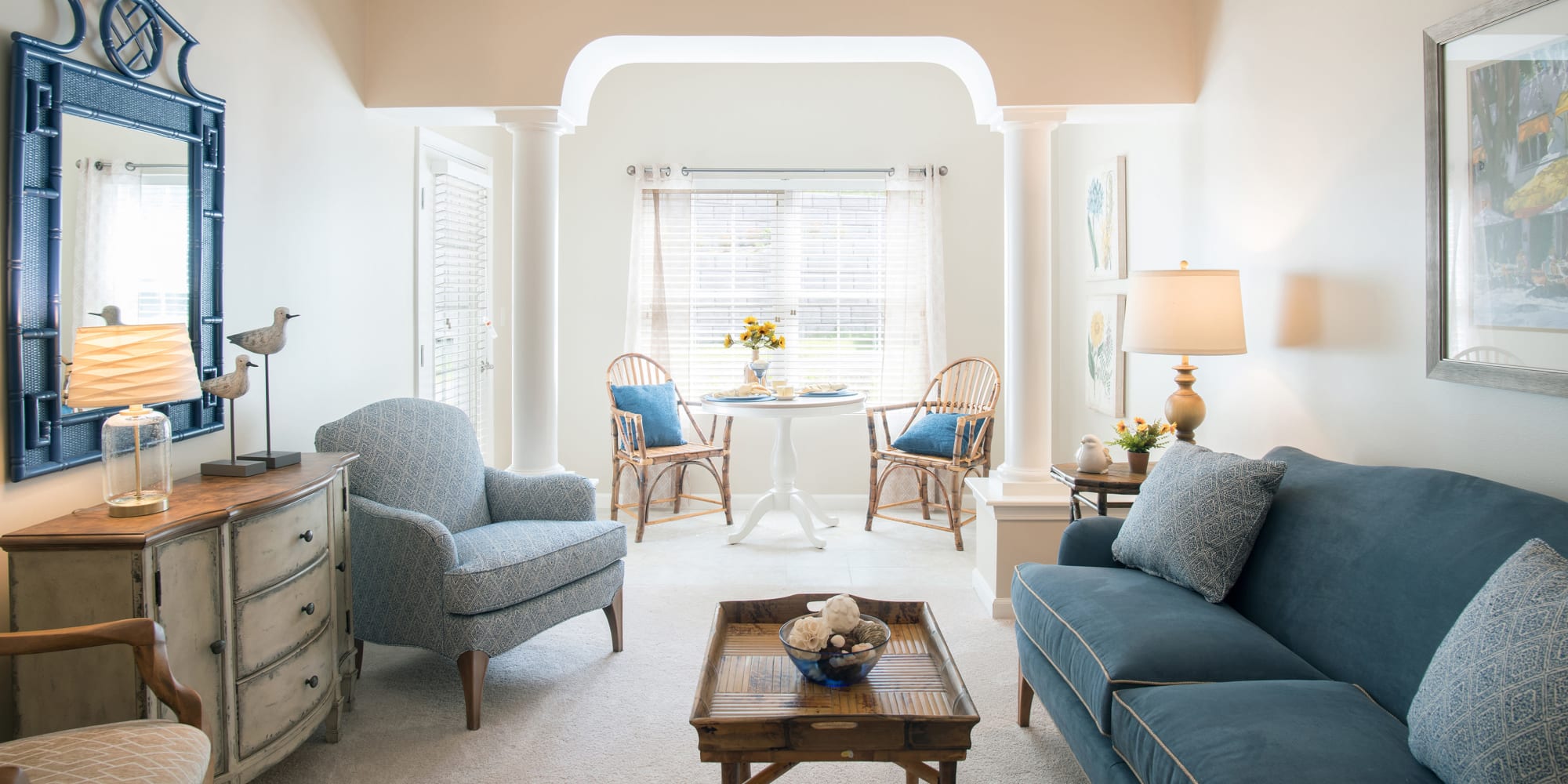 Resident living room at Keystone Place at Newbury Brook in Torrington, Connecticut. 