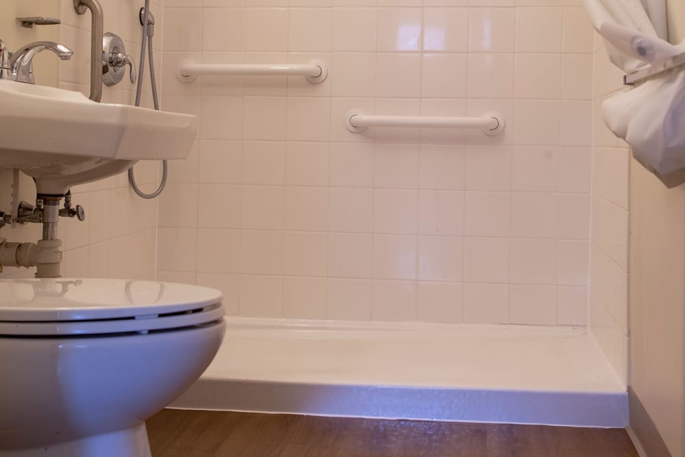 Bathroom at Mazur Park Apartments in Lowell. MA