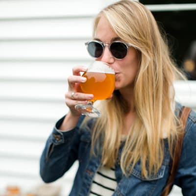 Resident enjoying a micro brew at Sofi Poway in Poway, California