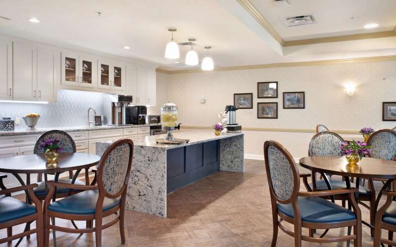 Community coffee bar at Glenncrest at Siegen in Baton Rouge, Louisiana