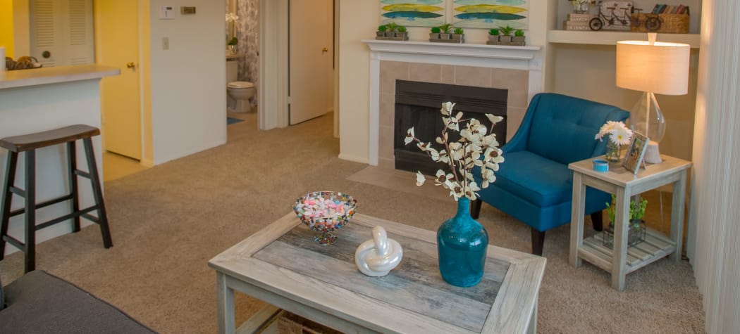 Spacious living room at The Courtyards in Tulsa, Oklahoma