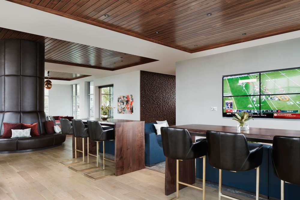 Community clubhouse with chairs at Ardan in Dallas. TX